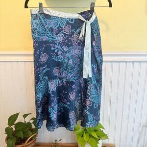 New York & Company vintage Y2K silk skirt floral ribbon tie tailored sz 8